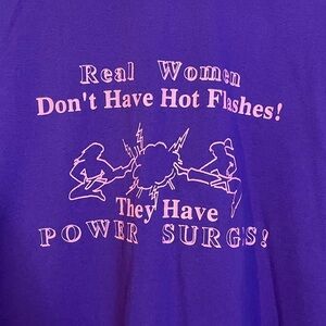 VTG Hanes Heavyweight 50/50 purple novelty ‘Women have Power Surges’ tee sz XXL